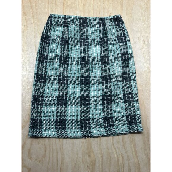 VTG Jessica Scott Emporium 80’s Career Teal Wool Blazer Plaid Pencil Skirt 10 12 - Picture 8 of 12